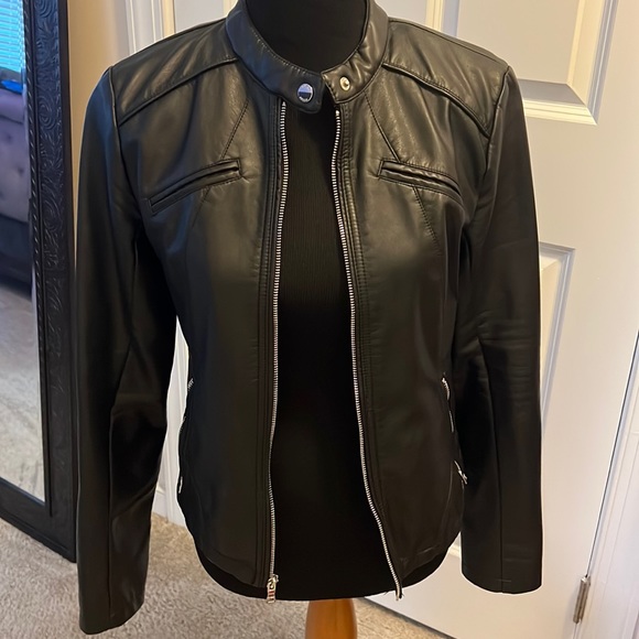 GUESS Faux Leather Jacket Sz M - Picture 4 of 14